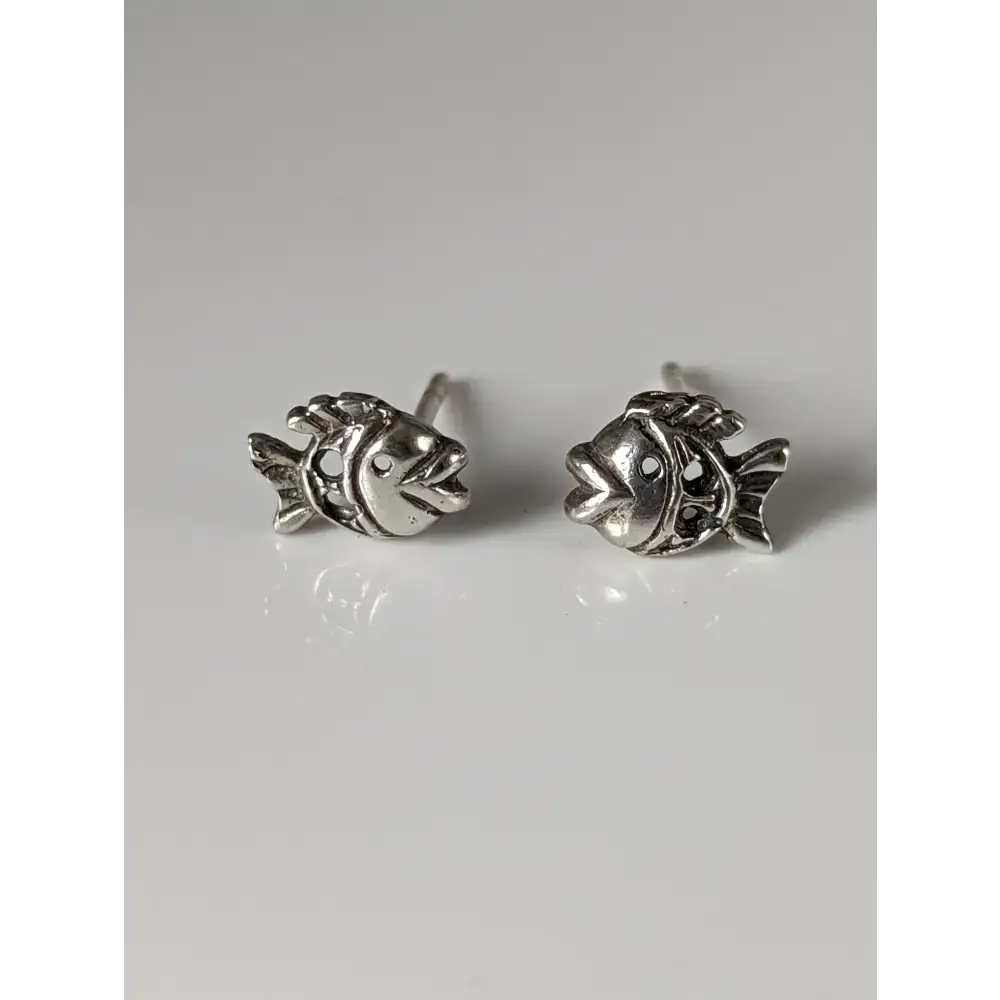 Silver Steed Fish Stud Earrings Earrings