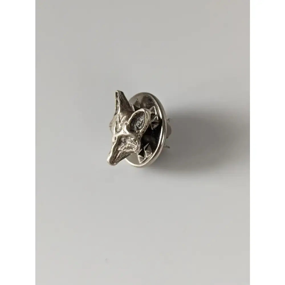 Silver steed fox head silver pin with detailed face and polished metallic finish perfect as a silver pin accessory