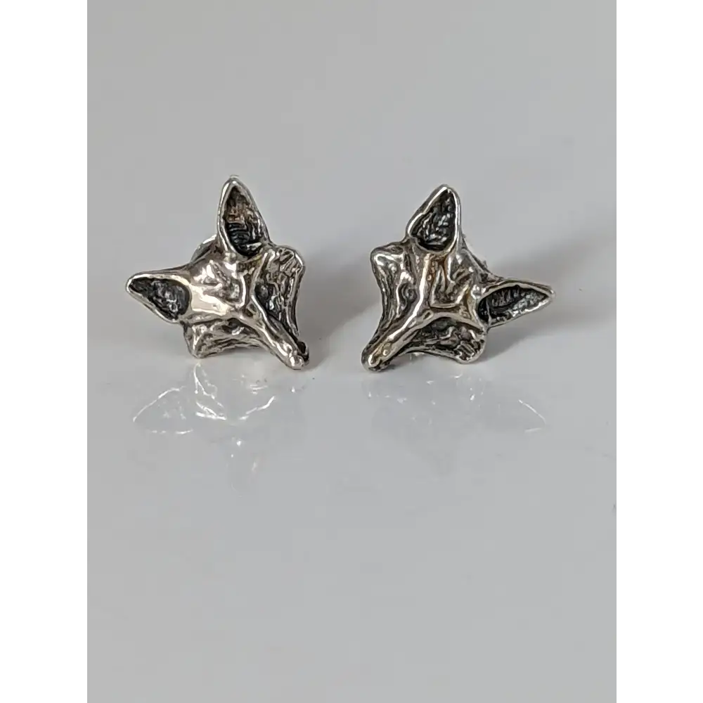 Silver Steed Fox Head Stud Earrings Earrings
