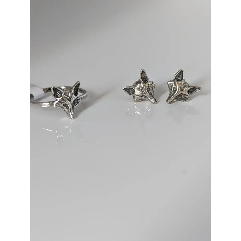 Silver Steed Fox Head Stud Earrings Earrings