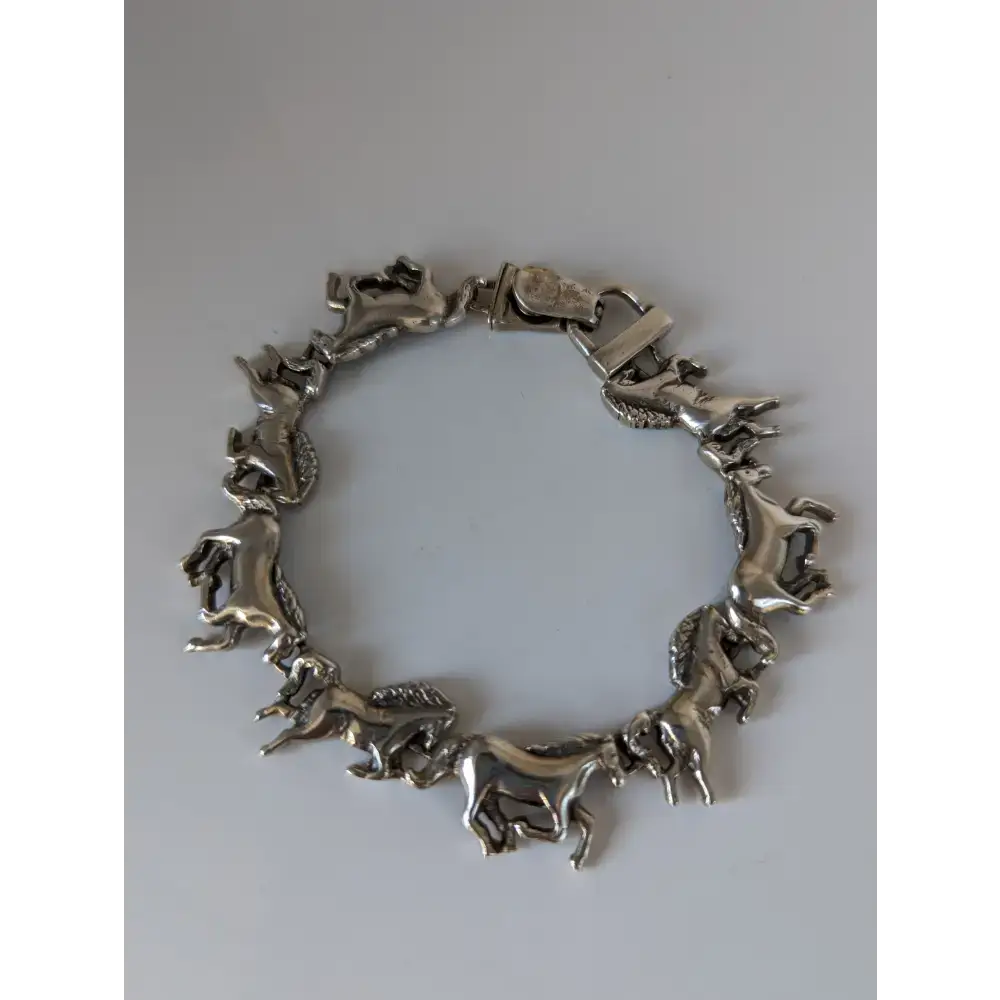 Silver Steed Silver Galloping Horses Bracelet Bracelets