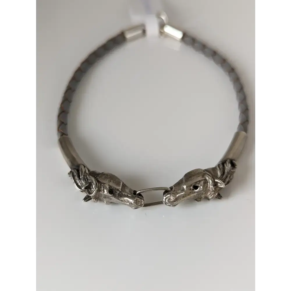 Silver Steed Horse Head Link Bracelet Grey 20cm Bracelets