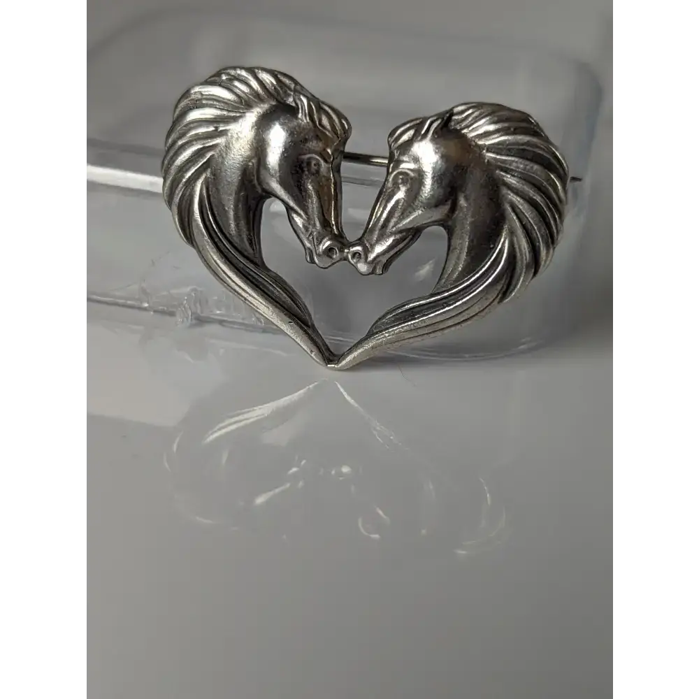 Silver Steed Horse Heart Brooch / Stock Tie Pin Brooches