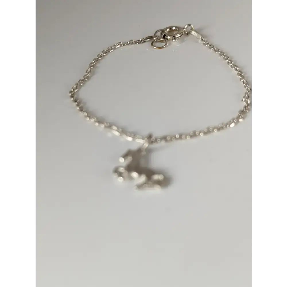 Silver Steed Horse on a Chain Delicate Bracelet Bracelets