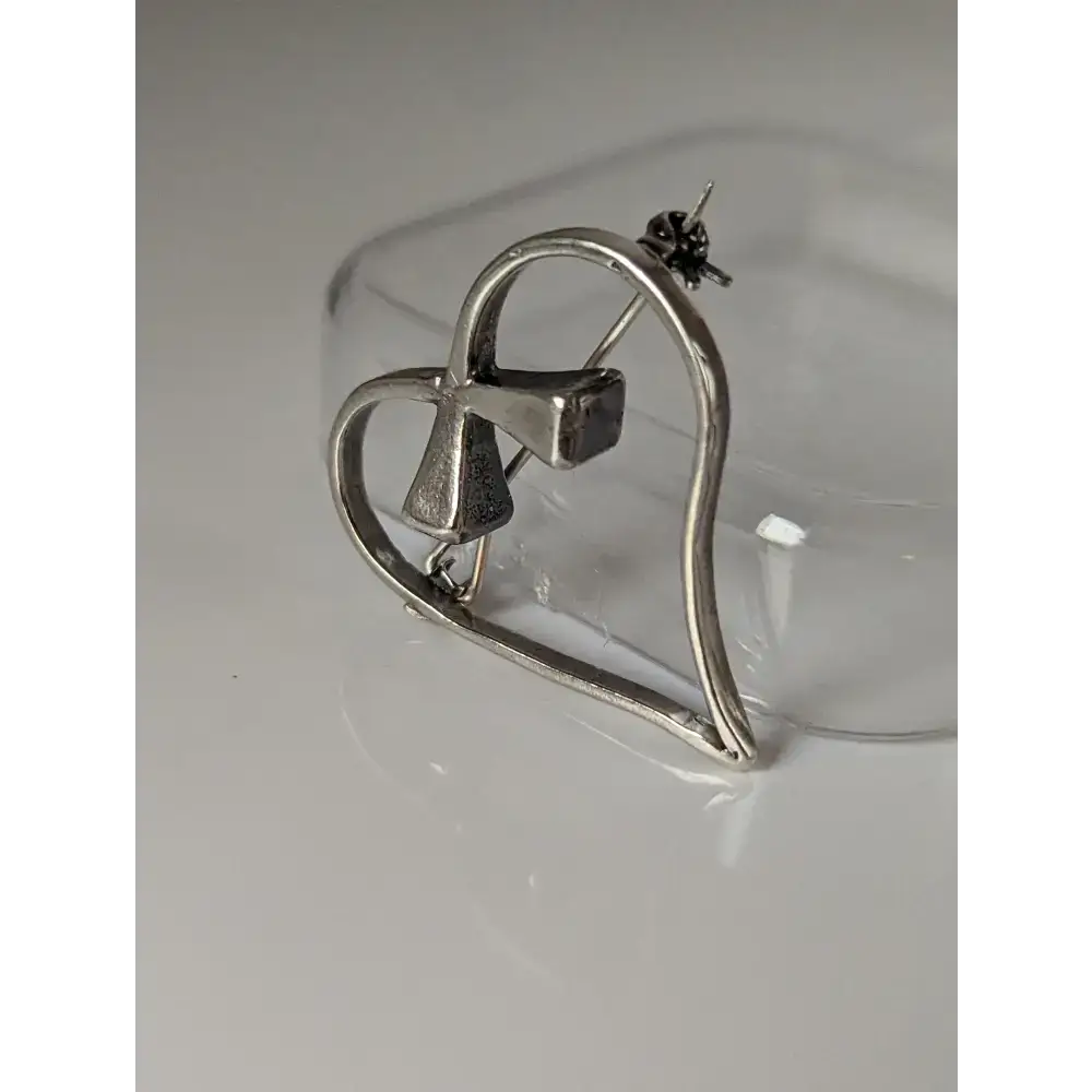 Silver Steed Horse Shoe Nail Heart Brooch / Stock Tie Pin Brooches