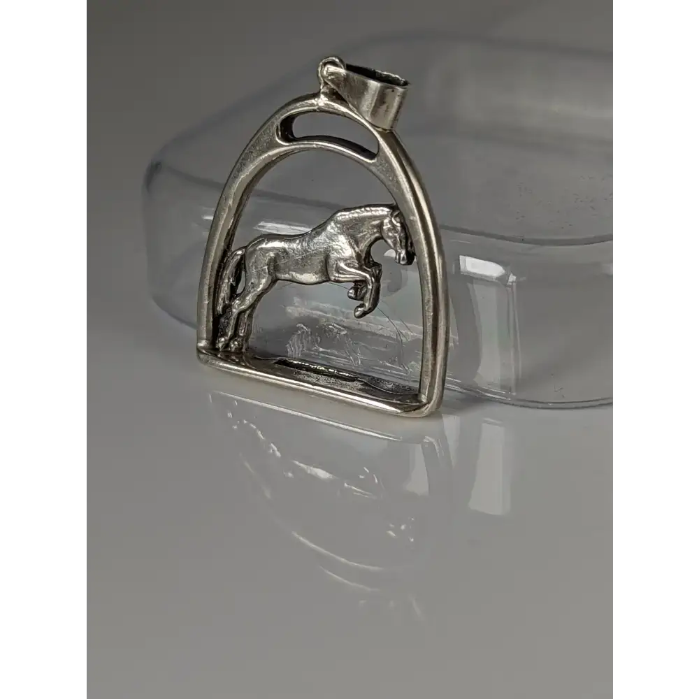 Silver Steed Horse with a Stirrup Silver Pendant Pendant
