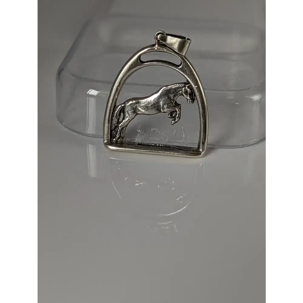 Silver Steed Horse with a Stirrup Silver Pendant Pendant