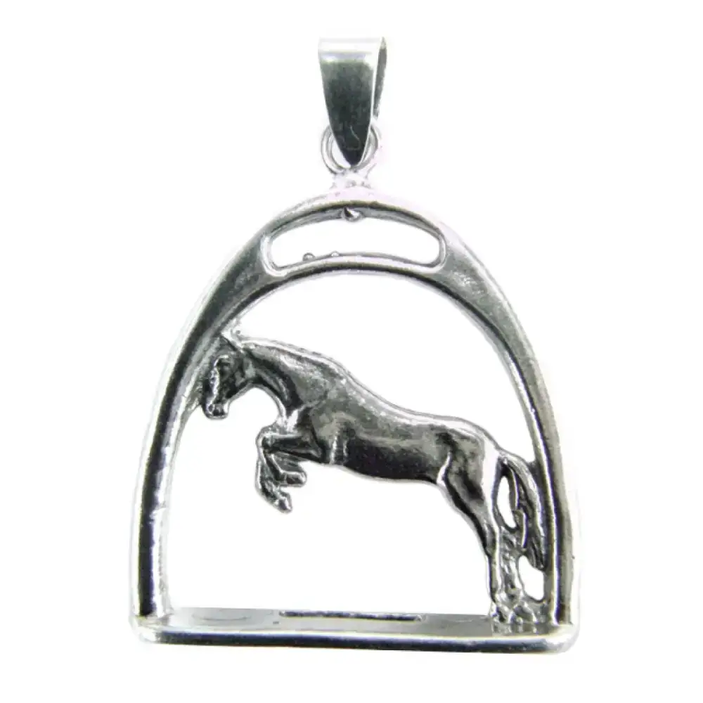 Silver Steed Horse with a Stirrup Silver Pendant Pendant