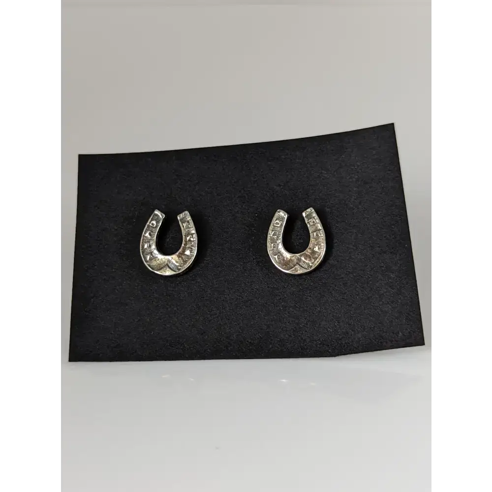 Silver Steed Horseshoe 3 Studs Earrings