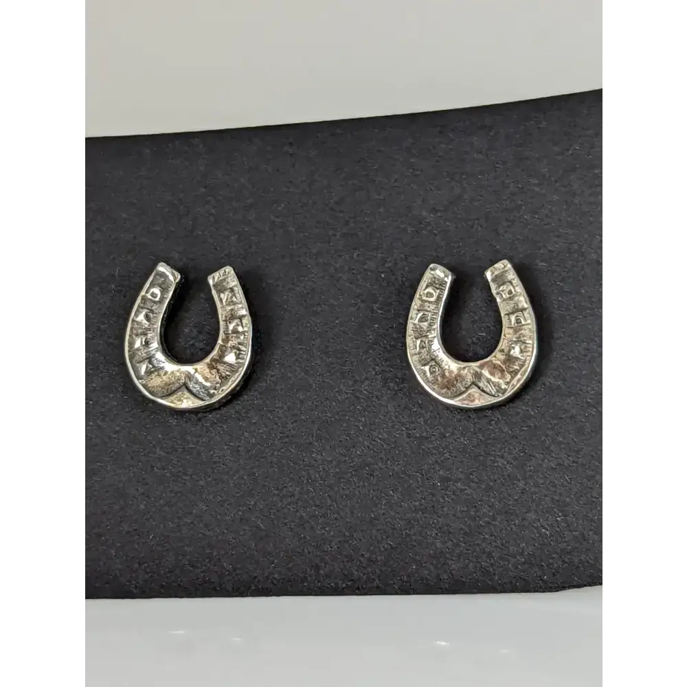 Silver Steed Horseshoe 3 Studs Earrings