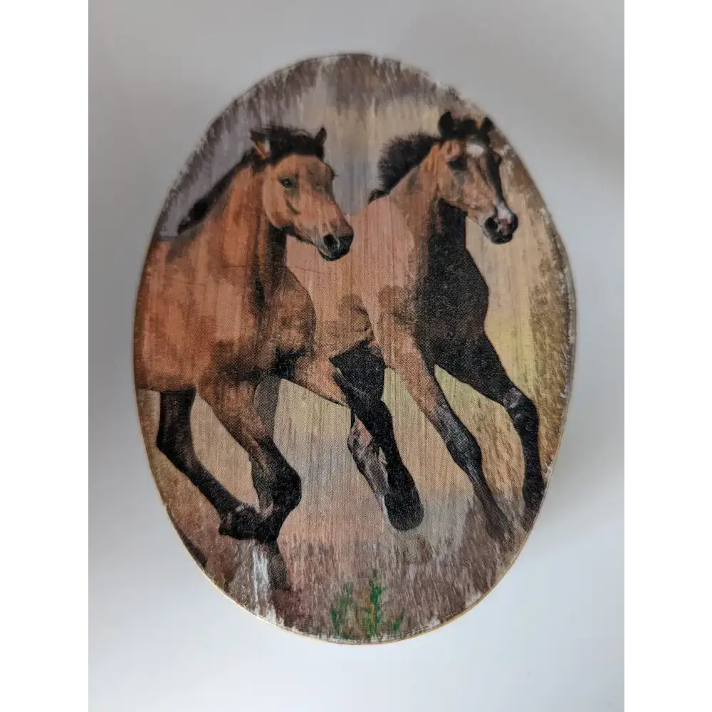 Silver Steed Jewellery Oval Boxes Two Dun Horses Miscellaneous