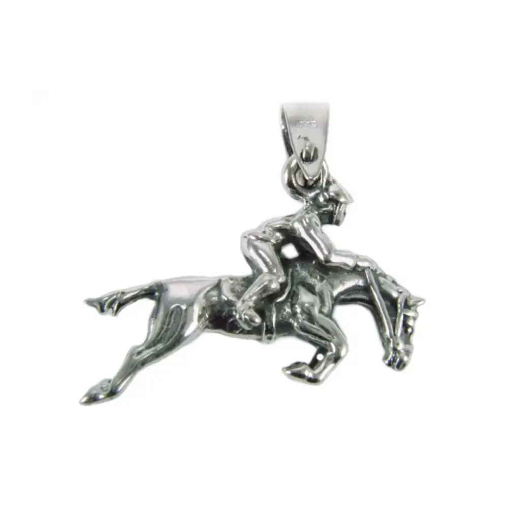 Silver Steed Jumping Jockey Silver Pendant Pendant