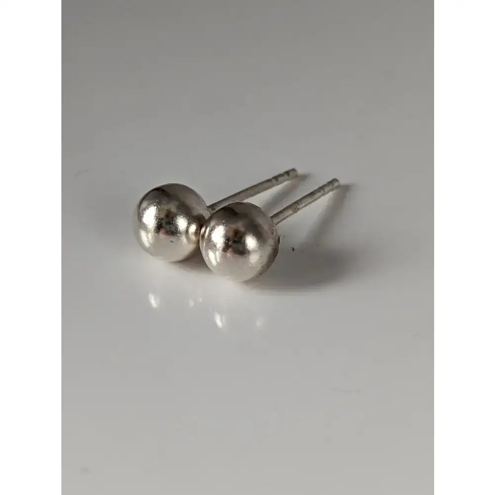 Silver steed large sterling silver ball stud earrings with smooth polished spherical heads and slender posts