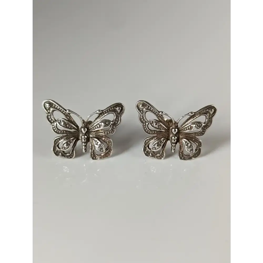 Silver Steed Large Butterfly Stud Earrings Earrings