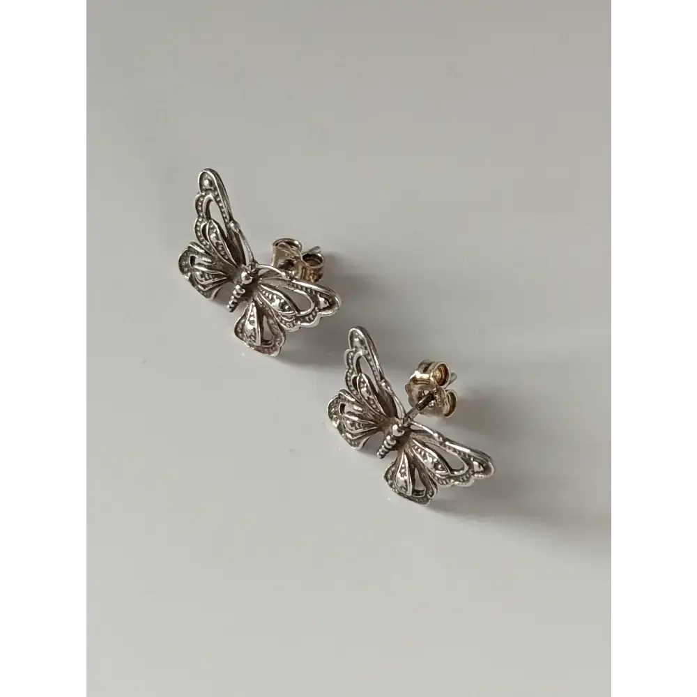 Silver Steed Large Butterfly Stud Earrings Earrings