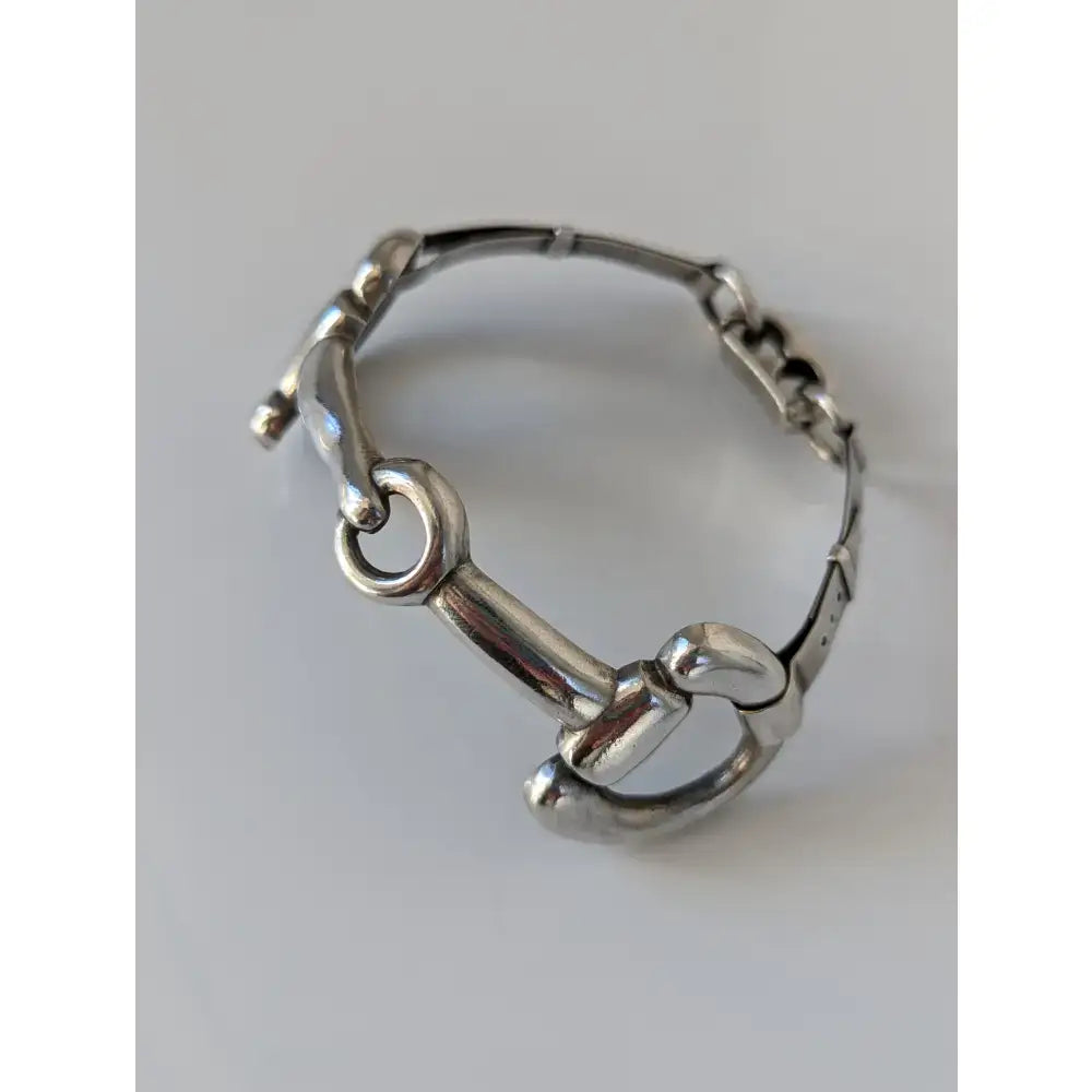 Silver steed large snaffle bangle with sterling silver horsebit design and polished metallic finish in a robust design