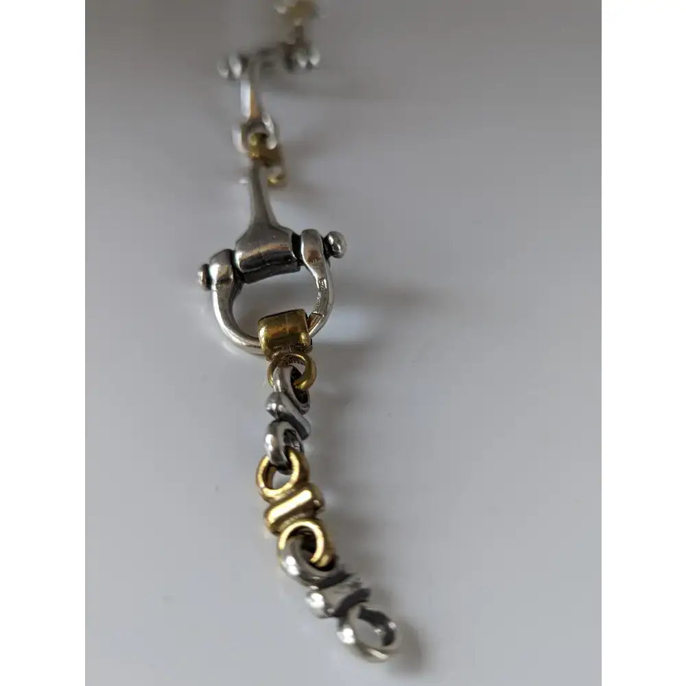 Silver steed large two tone silver french link snaffle bracelet with silver and gold horsebit style chain design