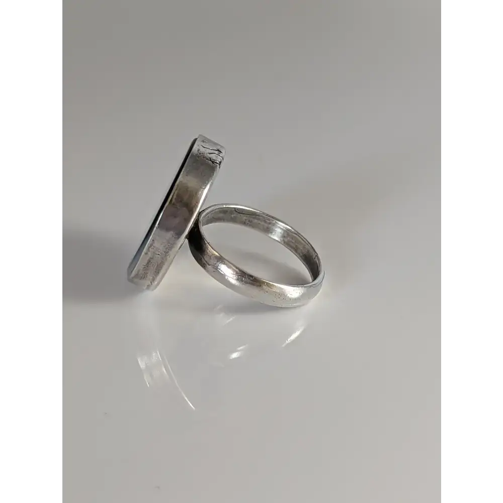 Silver Steed Large Unique Black and White Mass Silver Ring M Rings