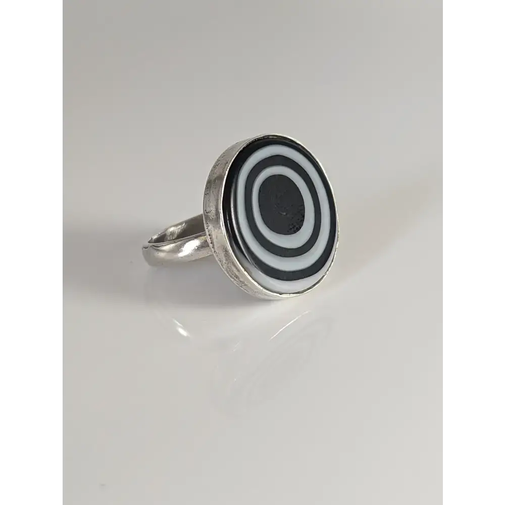 Silver Steed Large Unique Black and White Mass Silver Ring M Rings