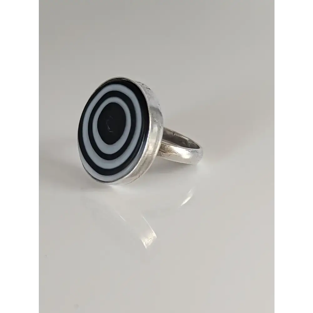Silver Steed Large Unique Black and White Mass Silver Ring M Rings