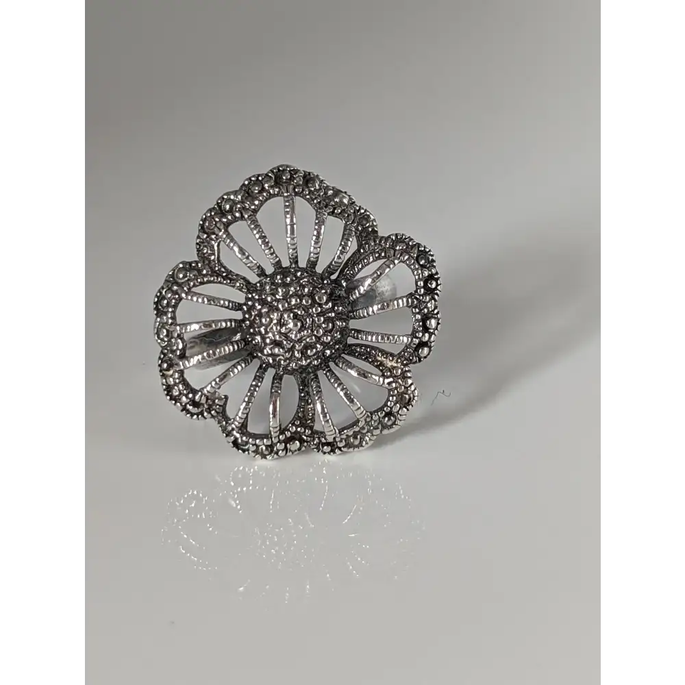 Silver Steed Large Unique Flower Handmade Silver Ring N Rings