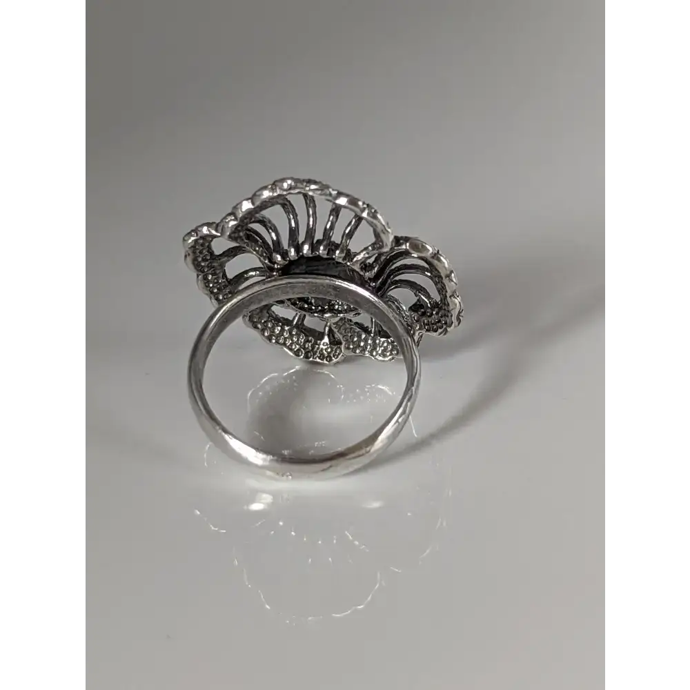 Silver Steed Large Unique Flower Handmade Silver Ring N Rings