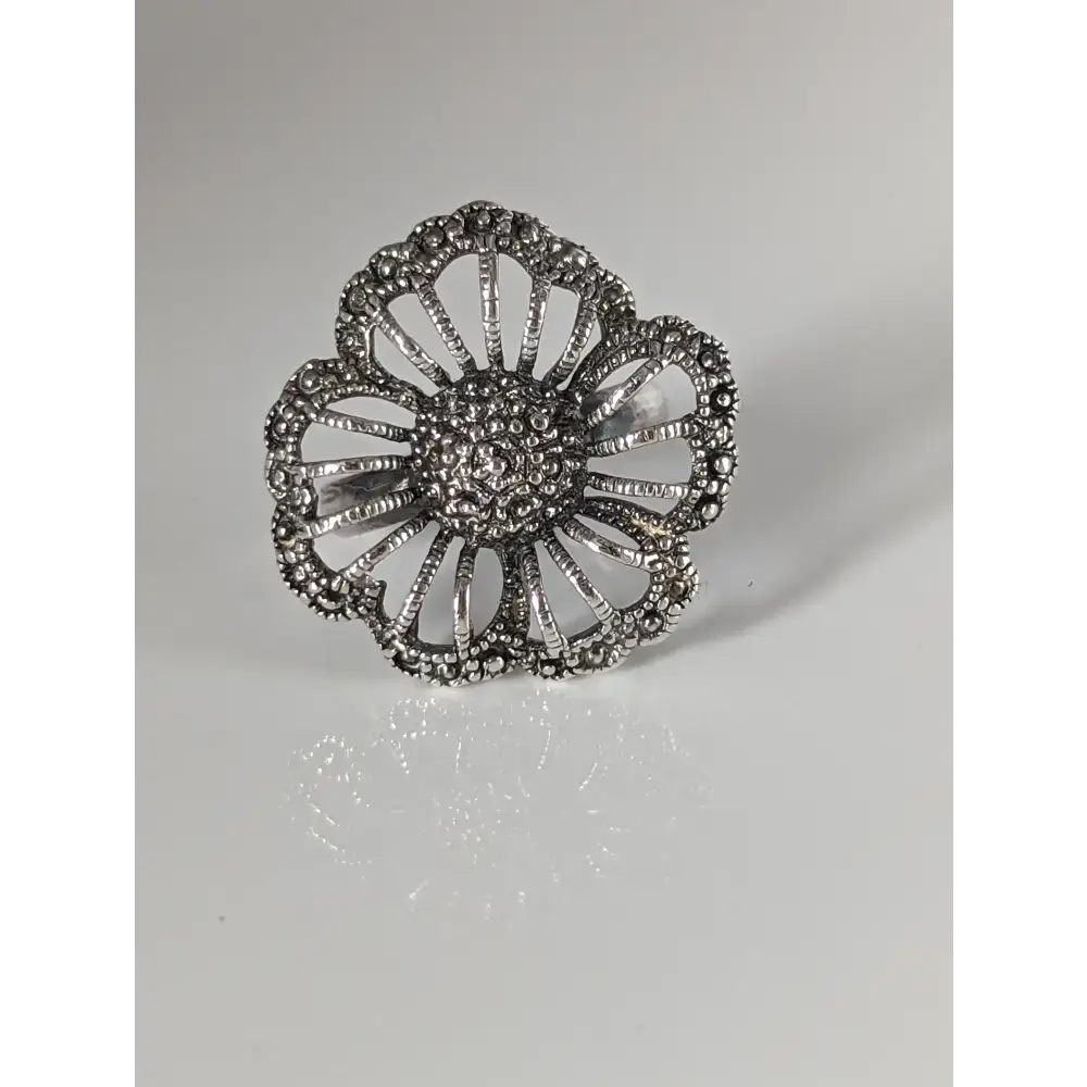 Silver Steed Large Unique Flower Handmade Silver Ring N Rings
