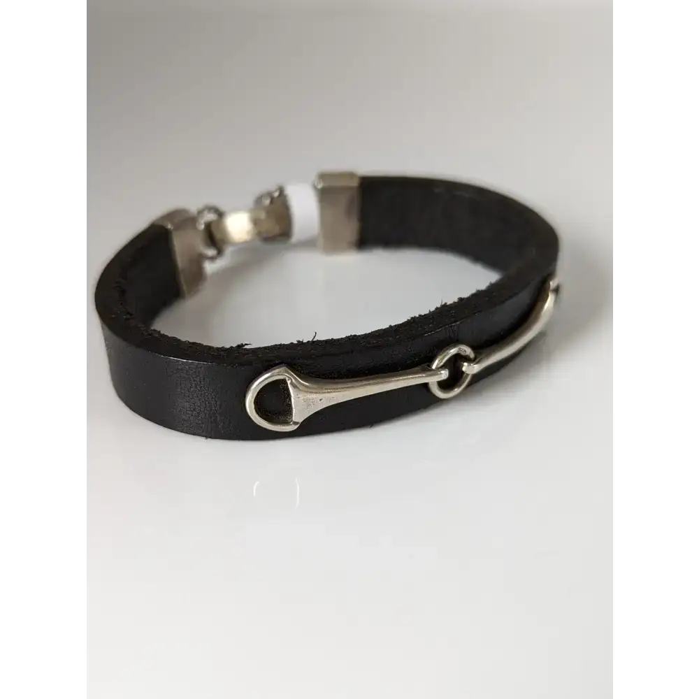 Silver Steed Leather Silver Snaffle Bracelet Small 19cm Bracelets