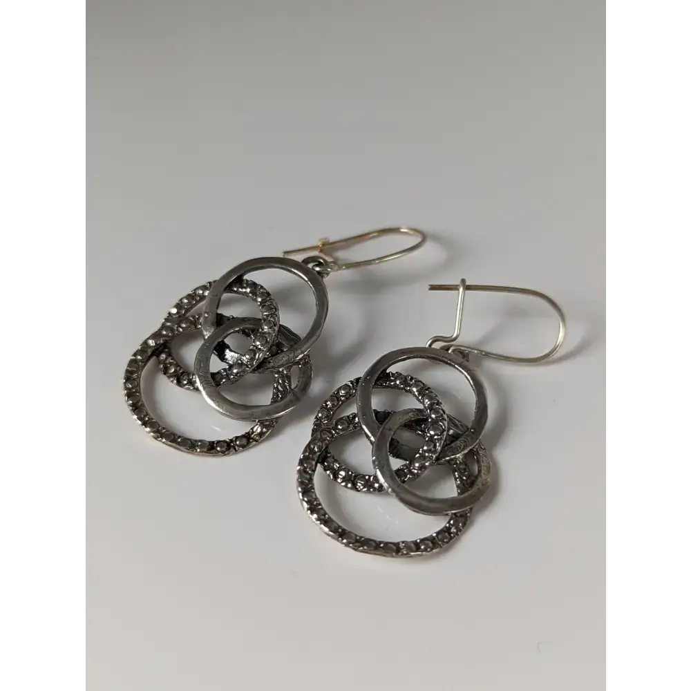 Silver Steed Linked Rings Dropped Earrings Earrings