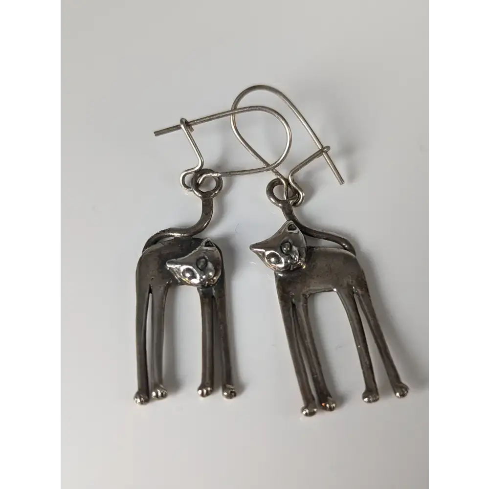 Silver Steed Long Cat Dropped Earrings Earrings