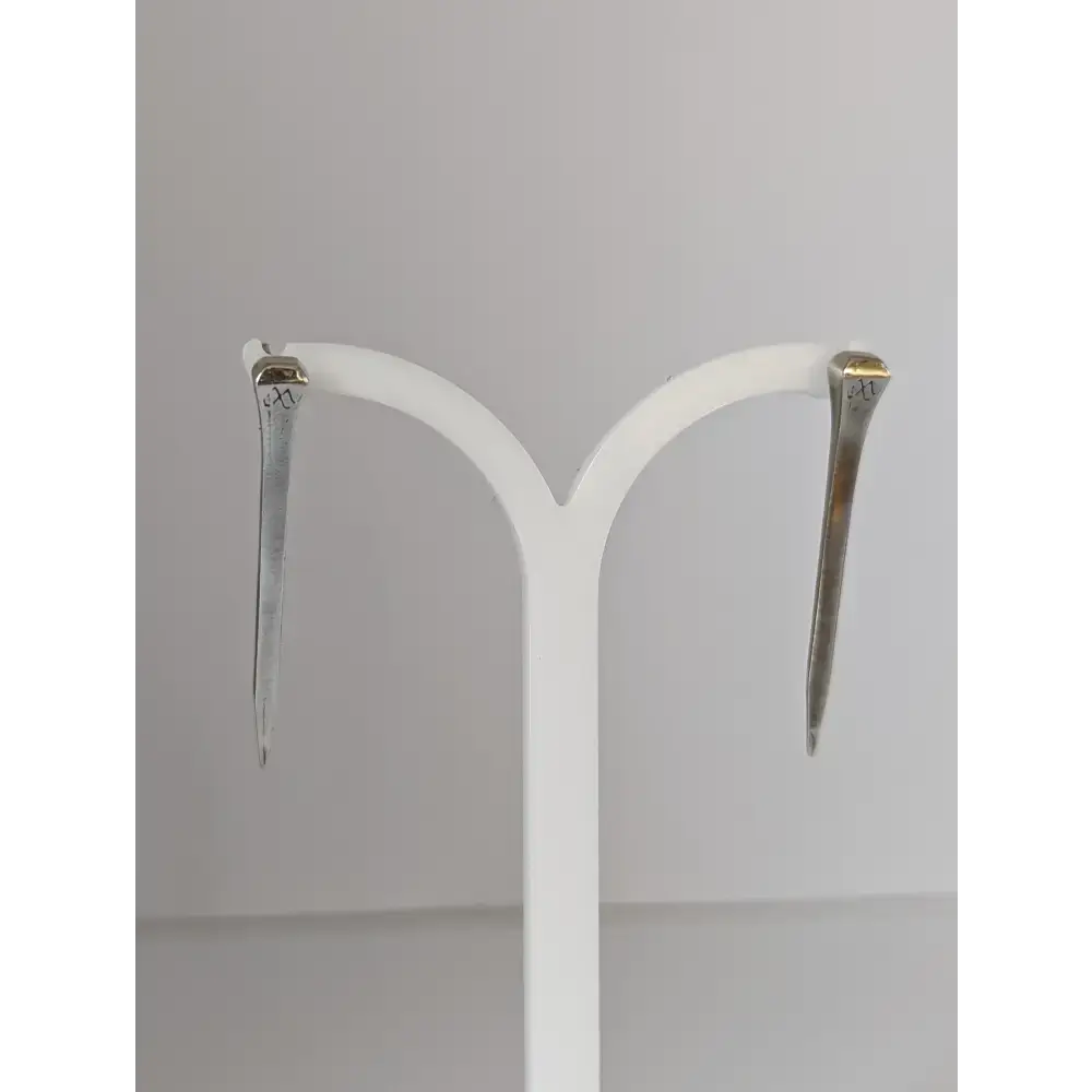 Silver Steed Long Hoof Nail Stud Earrings Earrings