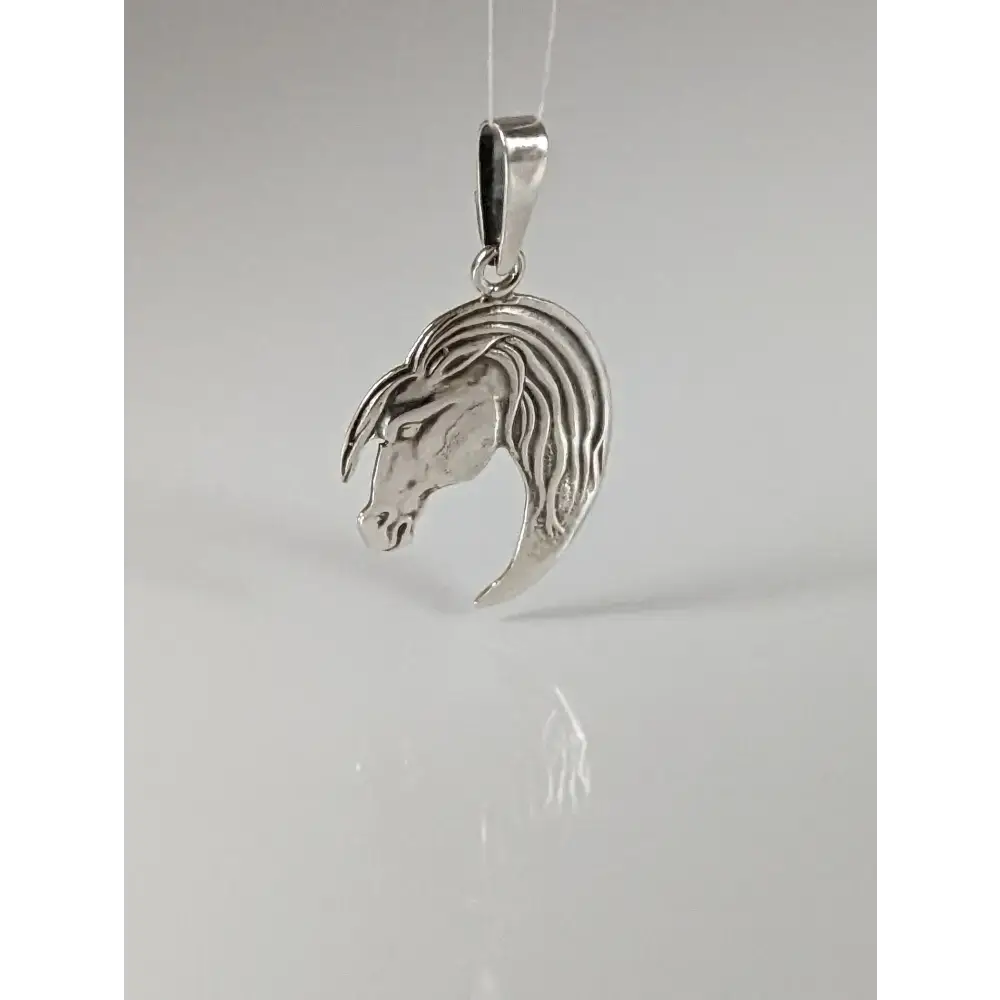 Silver Steed Long Mane Horse Head Silver Pendant Pendant