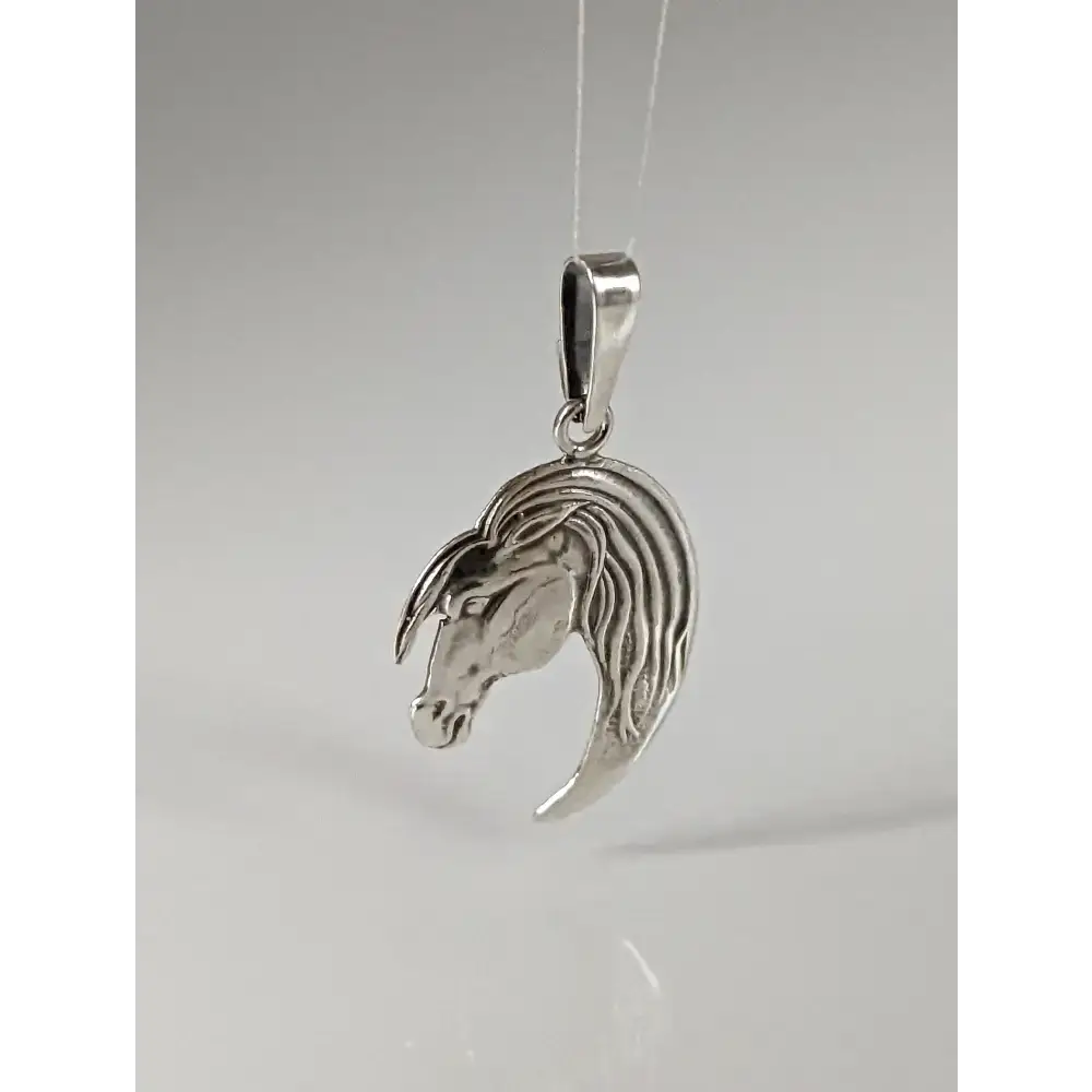 Silver Steed Long Mane Horse Head Silver Pendant Pendant