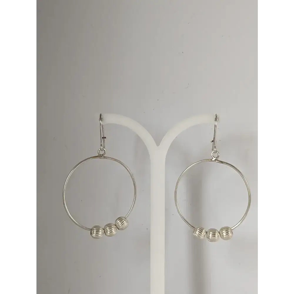 Silver Steed Loop with Buds Dangling Earrings Earrings