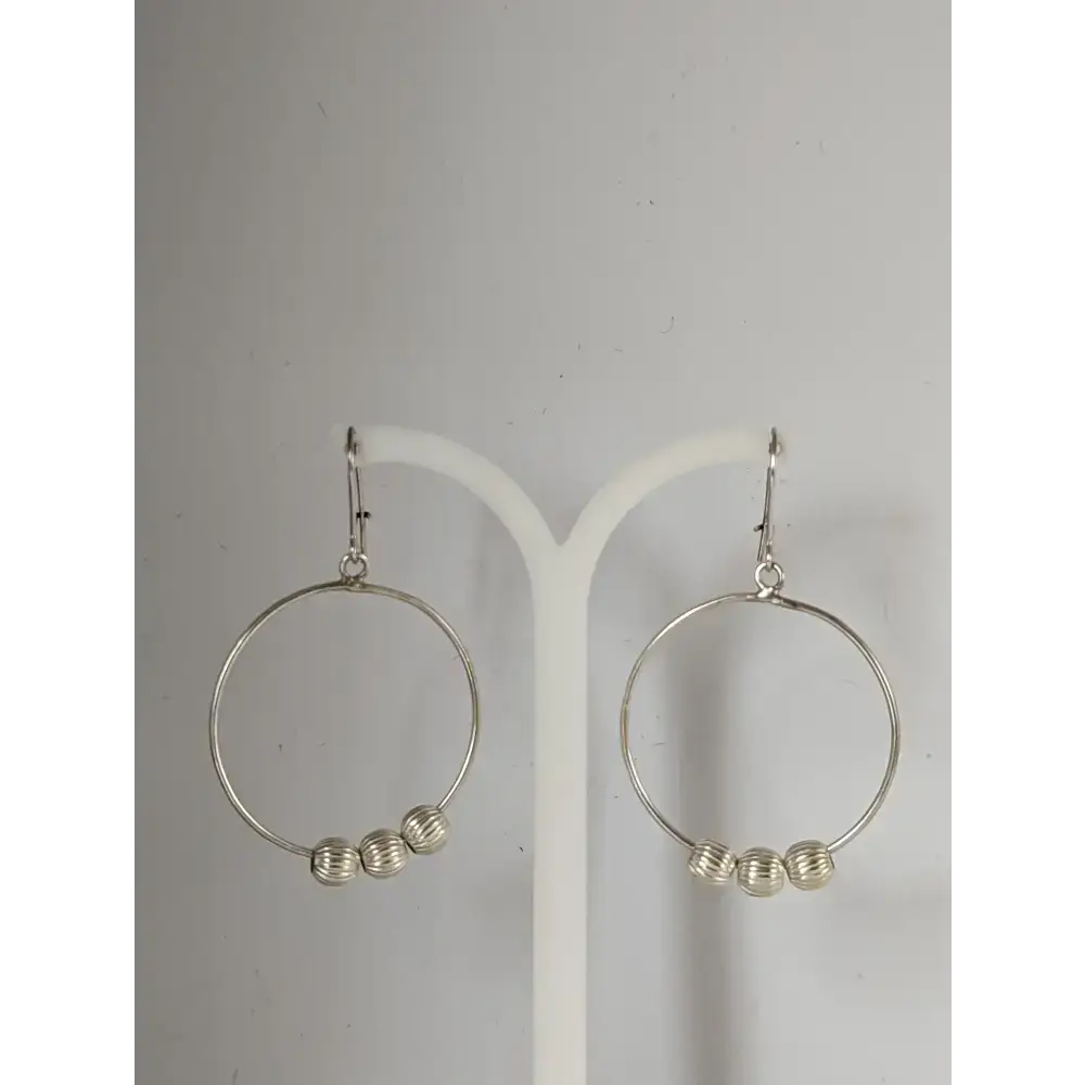 Silver Steed Loop with Buds Dangling Earrings Earrings