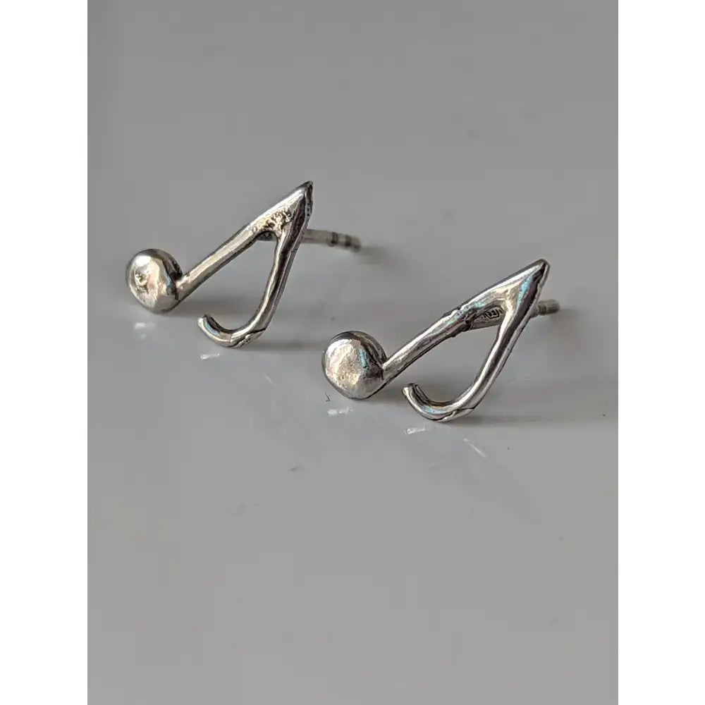Silver steed notes stud earrings featuring a polished minimalist design made of sterling silver perfect for daily wear