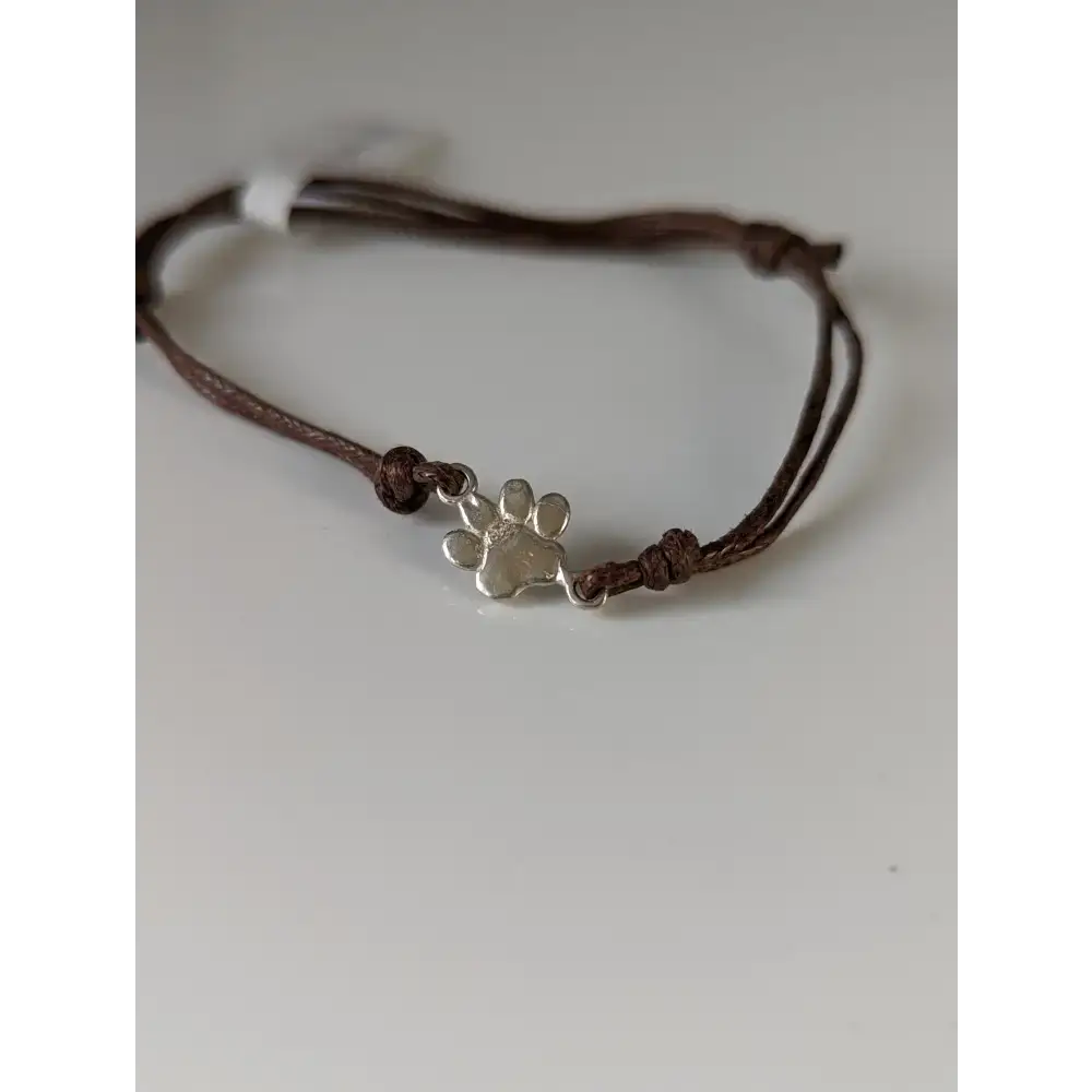 Silver Steed Paw Print Cord Bracelet Dark brown Bracelets