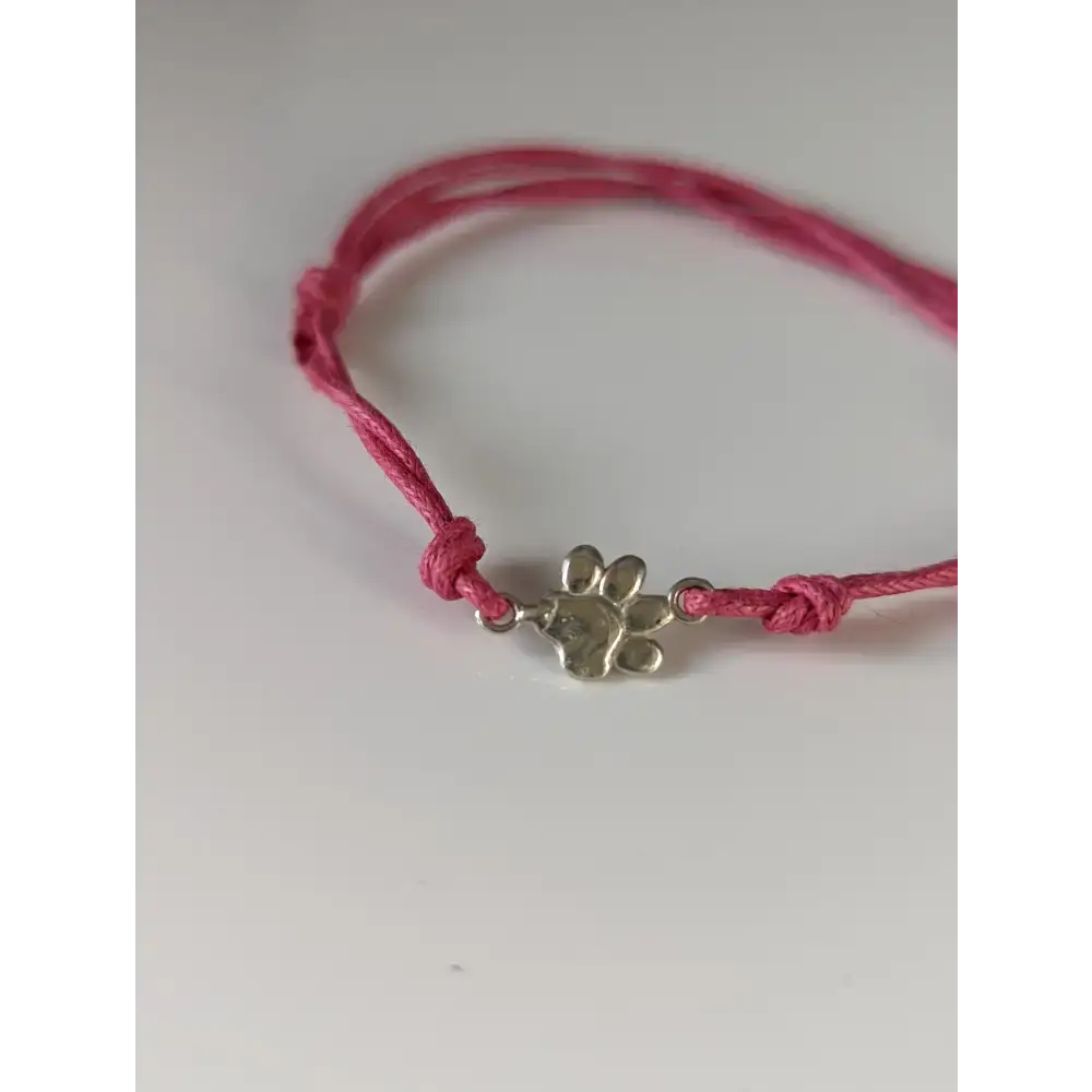 Silver Steed Paw Print Cord Bracelet Pink Bracelets