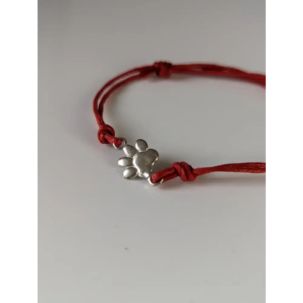 Silver Steed Paw Print Cord Bracelet Red Bracelets