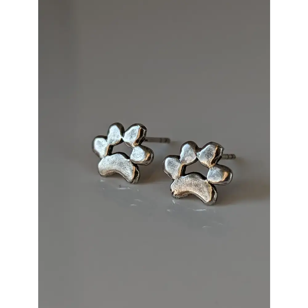 Silver Steed Paw Print Large Silver Stud Earrings Earrings