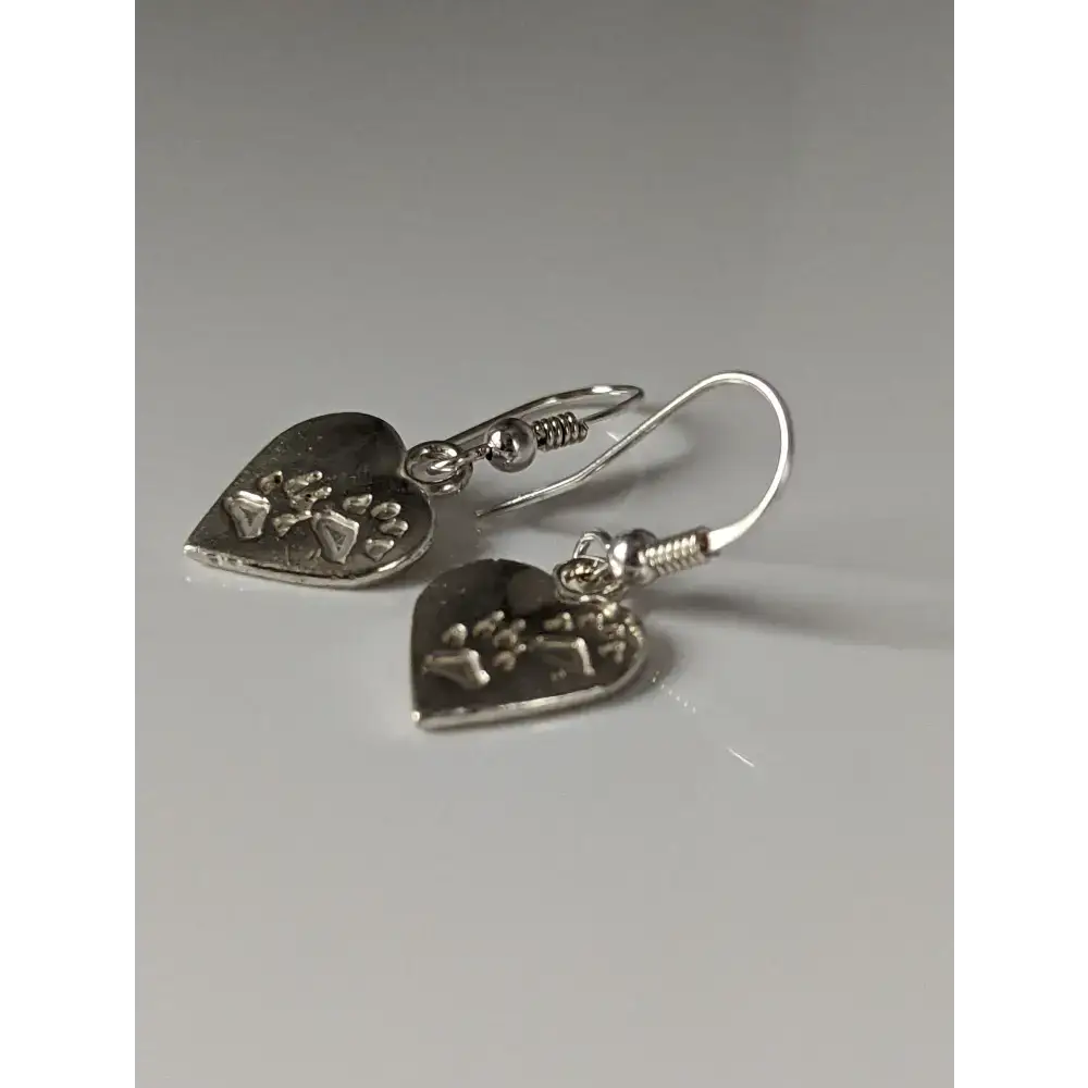 Silver Steed Paws on Heart Silver Dropped Earrings Earrings