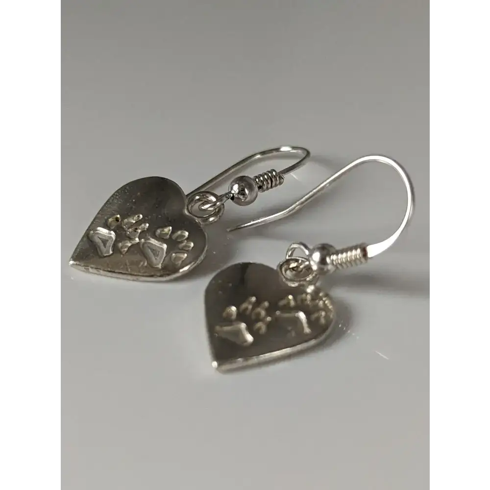 Silver Steed Paws on Heart Silver Dropped Earrings Earrings
