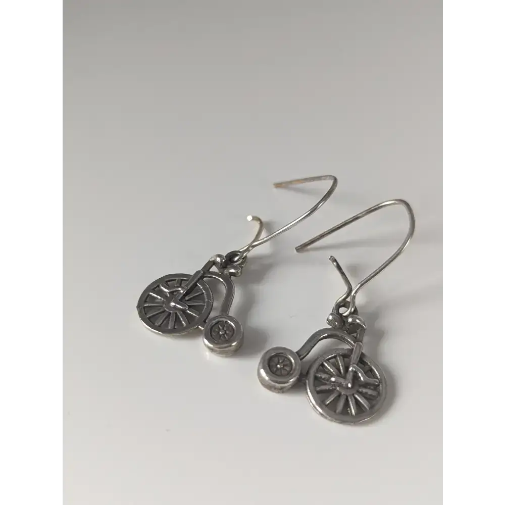 Silver Steed Penny Farthing Bike Dropped Earrings Earrings