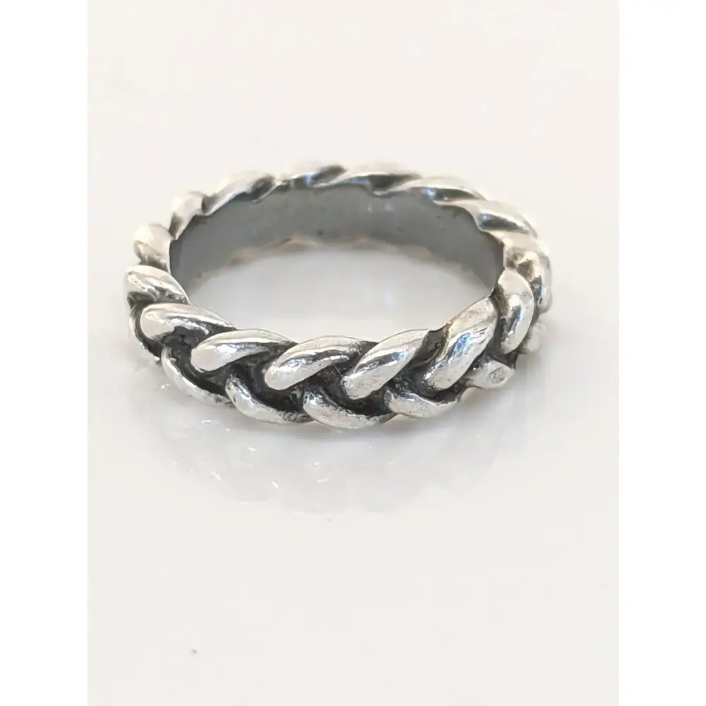 Silver steed plaited ring made of silver with a twisted rope braided design for stylish everyday wear