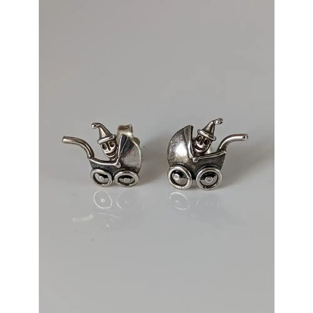 Silver Steed Pram Stud Earrings Earrings
