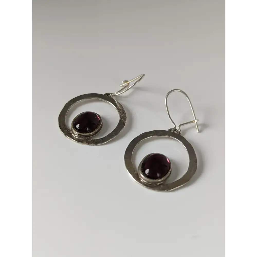 Silver Steed Purple Crystal Loop Dropped Earrings Earrings