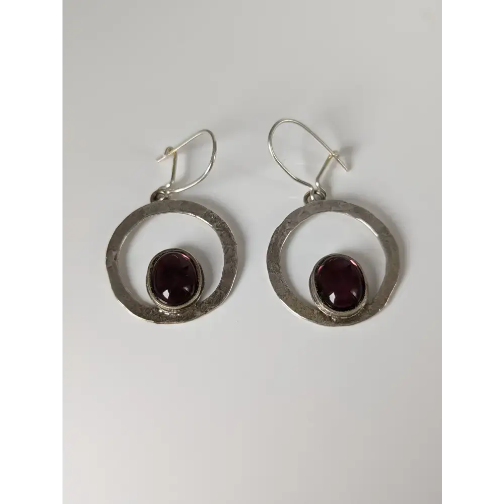 Silver Steed Purple Crystal Loop Dropped Earrings Earrings