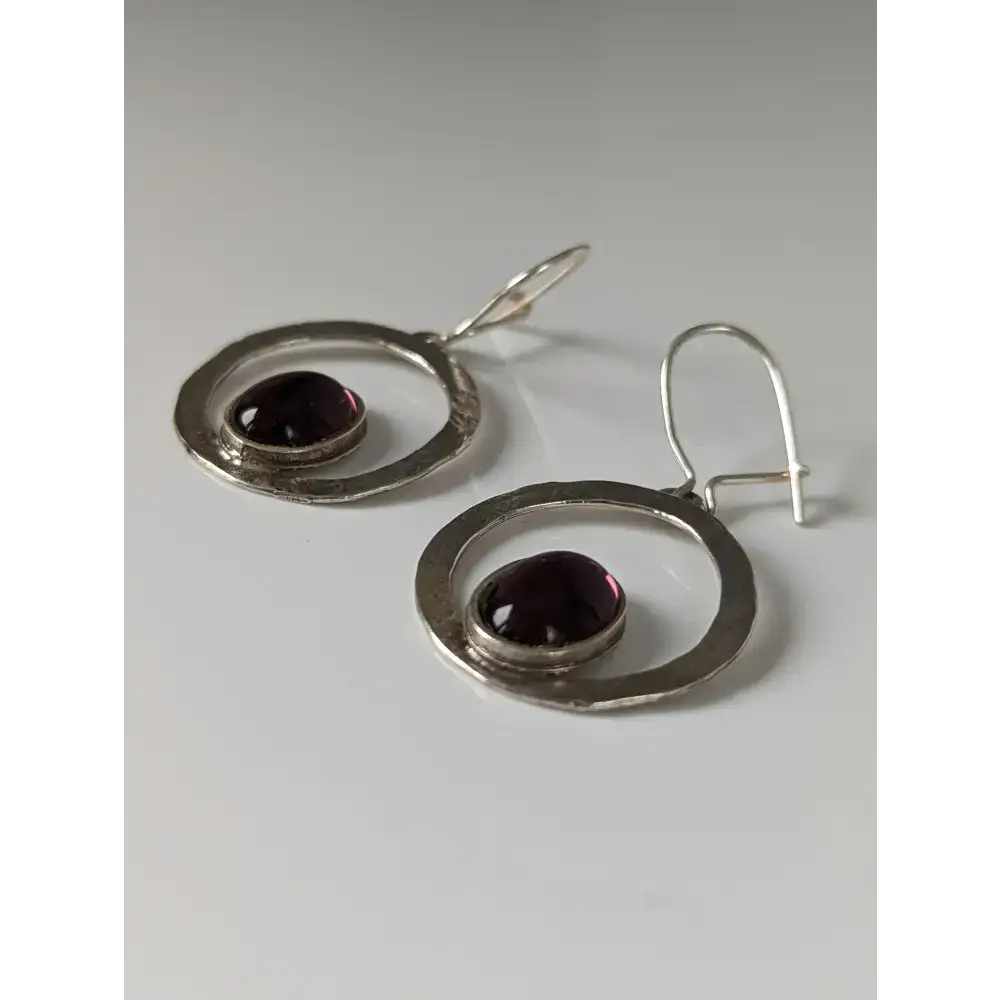 Silver Steed Purple Crystal Loop Dropped Earrings Earrings