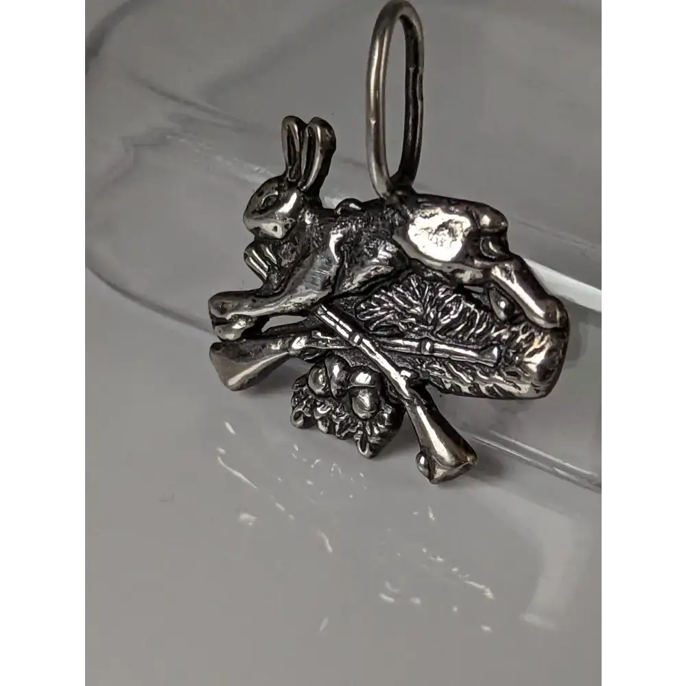 Silver Steed Rabbit Hunting Silver Pendant Pendant
