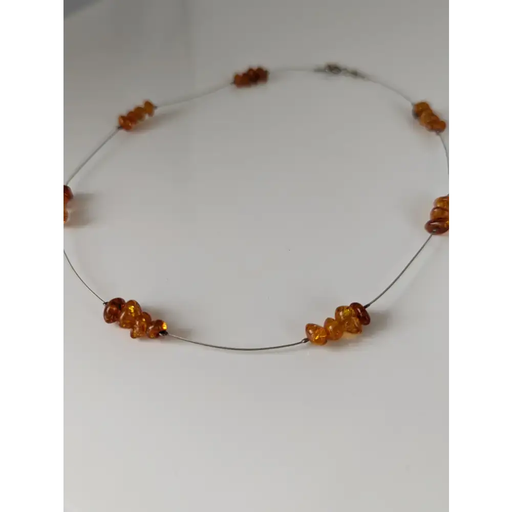Silver Steed Real Amber Bead Necklace Necklaces